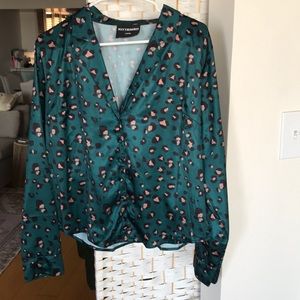 Kittenish green leopard blouse